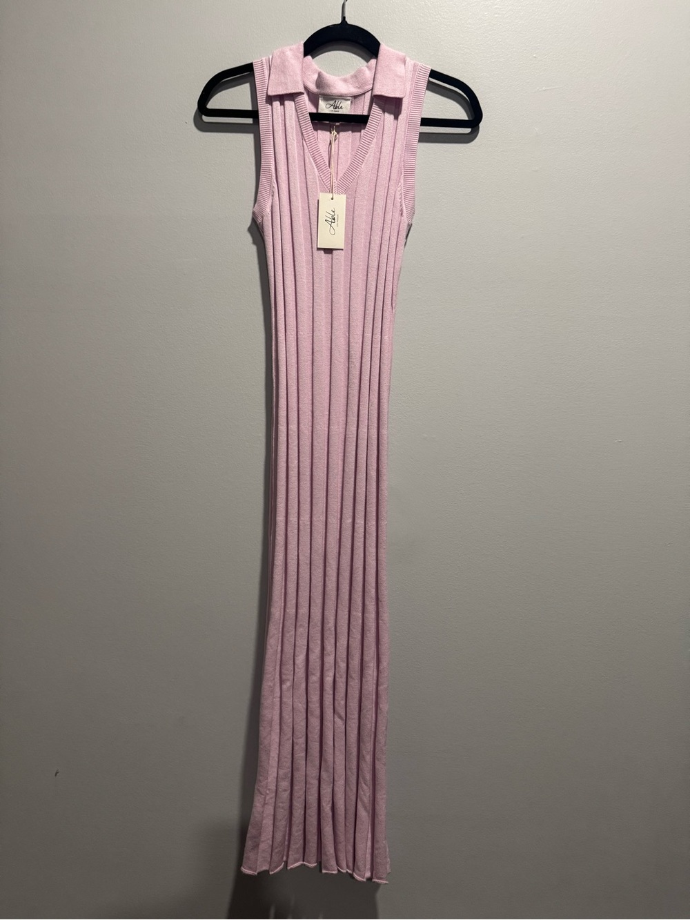 Able Los Angeles Sleeveless V-Neck Ribbed Maxi Dress in Light Pink - Picture 6 of 6